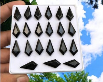 Natural Black onyx Kite Shape step cut  Jewelry Making Loose Gemstone both side flat step cut 13X8 mm