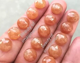 6mm to 20mm 10 Pcs Lot peach moonstone Round shape, Roce cut flat back Gemstone,Top Designer, Gemstone, Beads