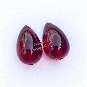 1 Pair Garnet quartz 12X8mm drop half bottom drilled Smooth Polished,for jewellery making,earring pairs,For women,A Gift For the One.