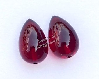 1 Pair Garnet quartz 12X8mm drop half bottom drilled Smooth Polished,for jewellery making,earring pairs,For women,A Gift For the One.