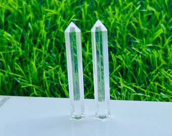 1 pair Pencil Shape Gemstone Natural Rock Crystal Loose Faceted Gemstone 40X6mm AAA Gradefree drilling available
