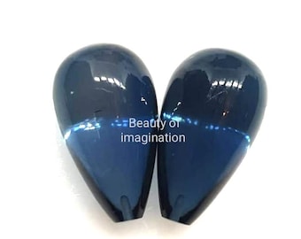 london blue Quartz A Match pair Half top drilled Smooth Briolette Tear drop shape High Polished Superb Item