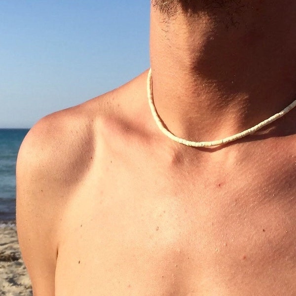 Collier minimaliste pour homme/collier surfeur homme/RAS de cou surf garçon/collier bois coco homme/collier naturel discret