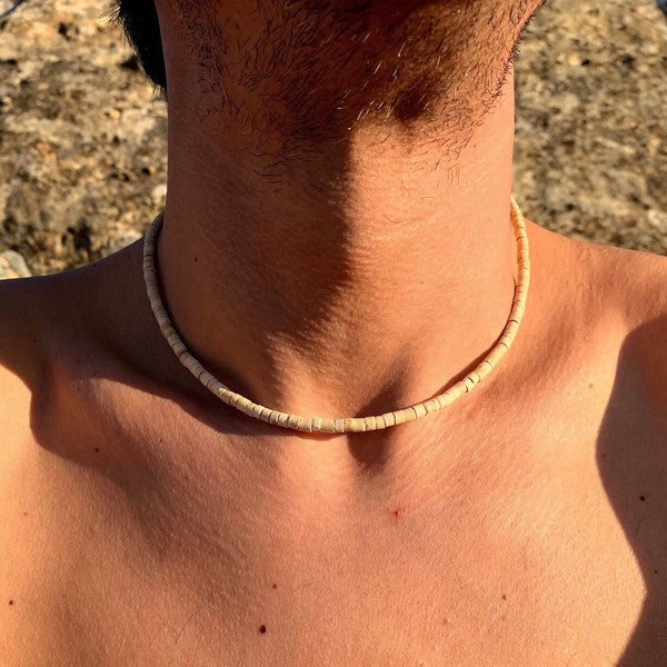 Ethnic style necklace for men/ men's surf necklace/ men's boho necklace/ men's coconut choker/ men's hippy necklace/