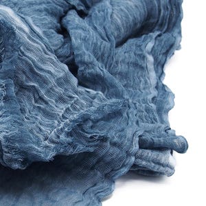 Hand-Dyed Crinkle Cotton Scarf, Denim Look Lightweight Wrap, 180x90 cm