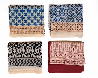 Pareo indio de algodón estampado a mano, 170 x 100 cm, estilo bohemio, bufanda de playa, estampado étnico, chal ligero de verano.