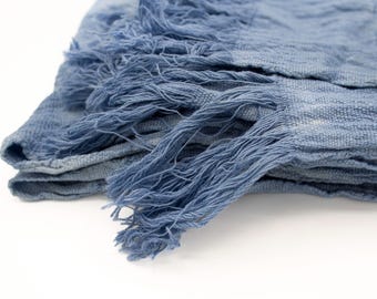 Bufanda/chal de lona de algodón tejida a mano: chal rústico con flecos, estilo bohemio para cubrir los hombros.