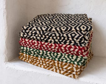 Hand Block Print Cotton Sarong: Jaipur Geometric Boho Beach Wrap (170x100 cm)