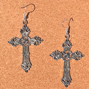 Large cross earrings Tibetan silver