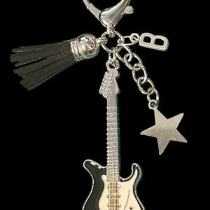 Personalised Guitar Key ring bag charm music musical