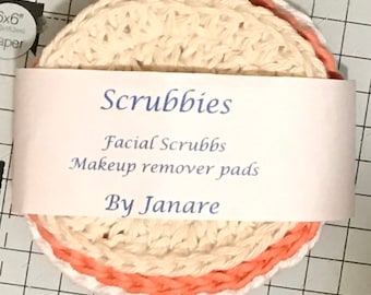 Face Scrubbies makeup remover Eco frIendly 100% cotton hand crocheted