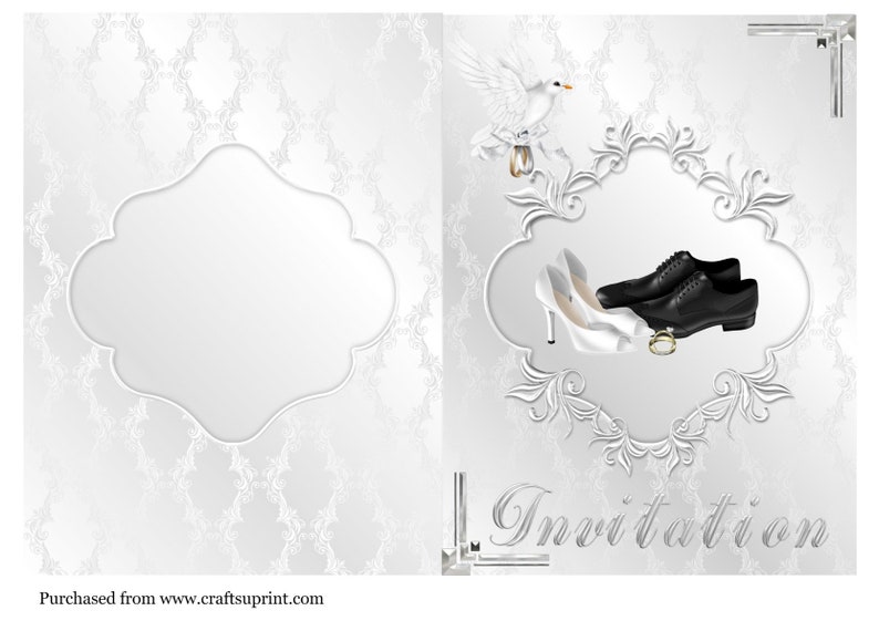 Print your own Wedding invitations Silver