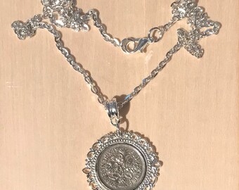 Genuine silver sixpence necklace 20in chain