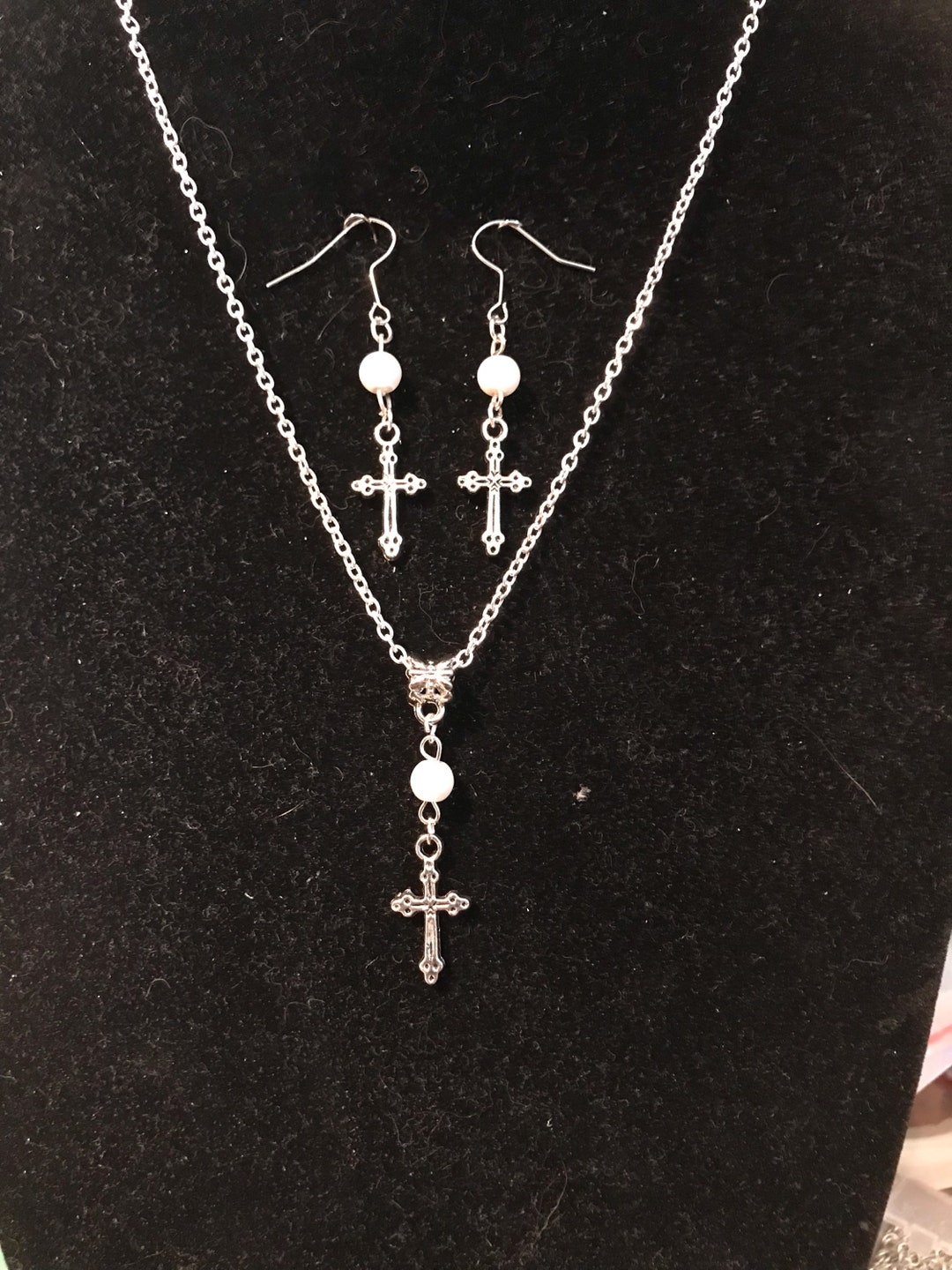 Cross Necklace and Earring Set Etsy