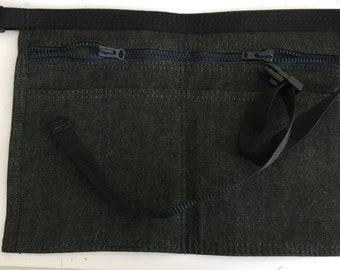 Bolsa de dinero de mezclilla negra, bolsa de mercado, comerciante, feria de artesanía