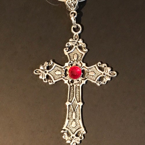 Large Cross on a Silver Plated Chain Gothic Tibetan Silver - Etsy