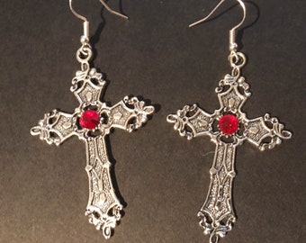 Silver Accessory Fashion Jewelry Earring Minimalist Trending Streetwear Earring Silver Stud Modern Earring Gothic Cross Design Earring
