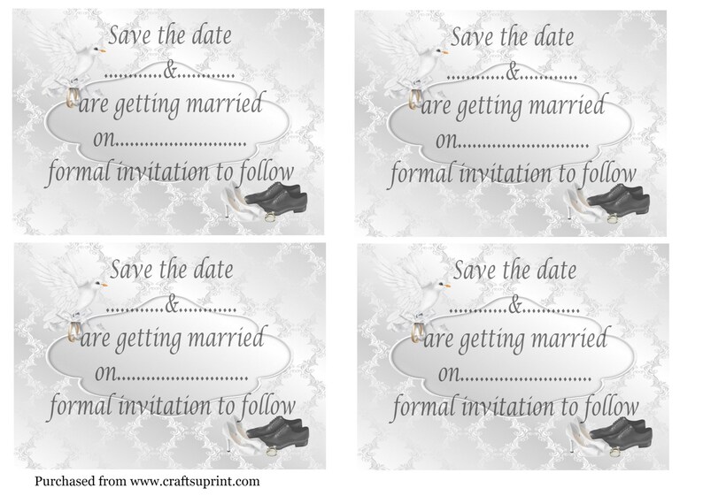 Print your own Wedding invitations Silver