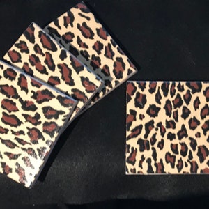 Conjunto de 4 posavasos hechos a mano Estampado de leopardo