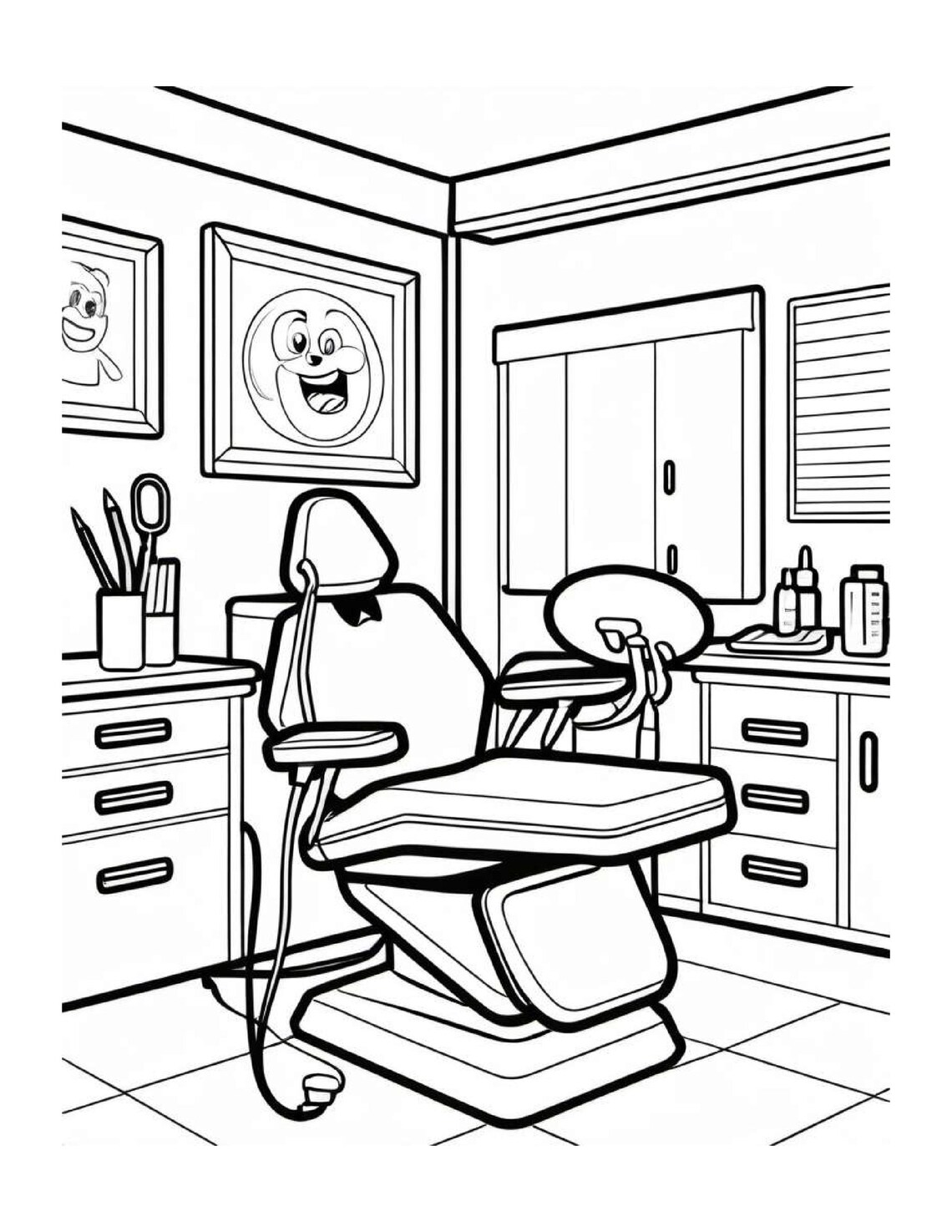 Dentist Office Coloring Pages, 2 Coloring Book Pages, Printable Digital ...