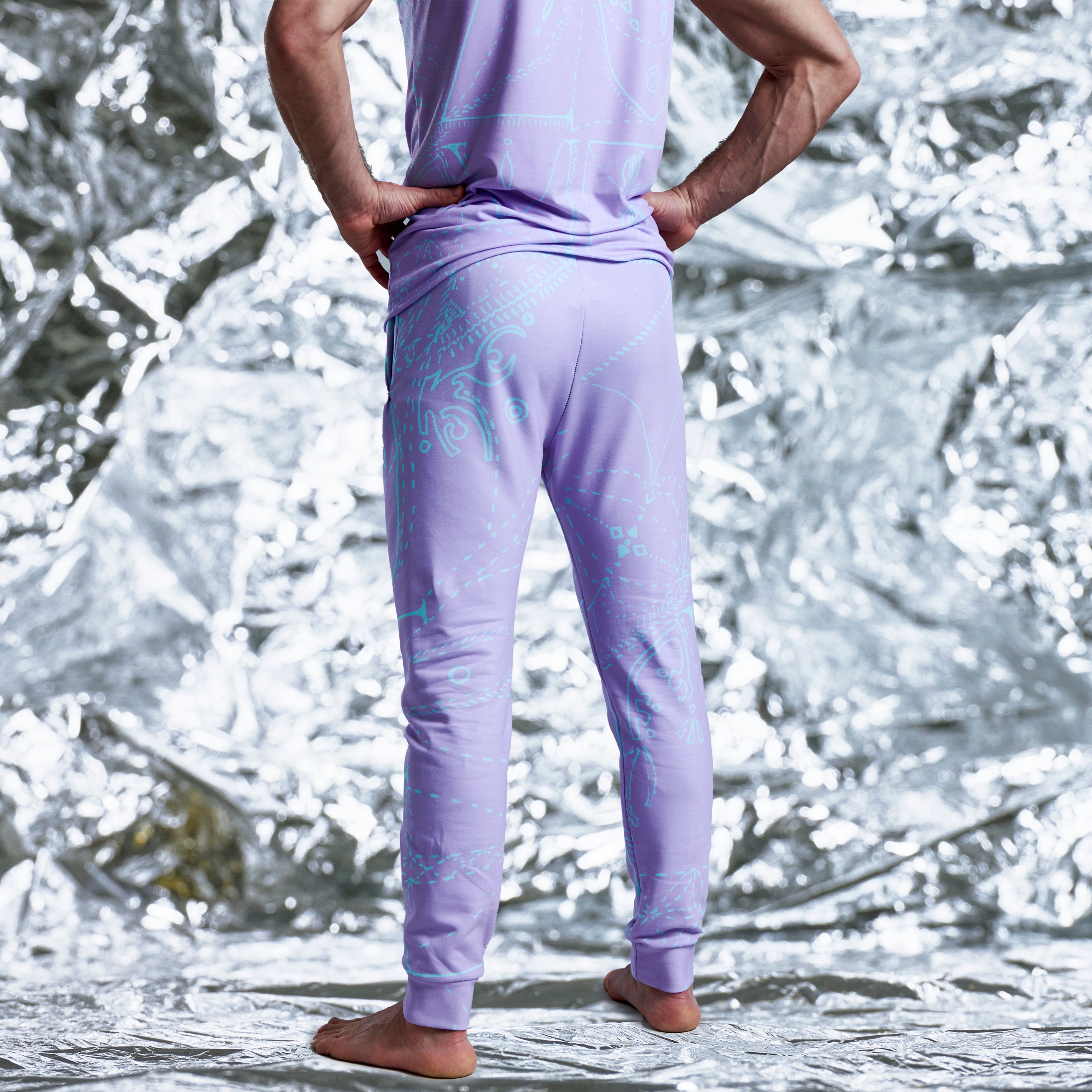 Galaxy print joggers deals