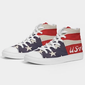 USA Hi top Sneakers Men Flag Sneakers US Flag Sneakers Tennis Shoes US Flag Trump Patriot Sneakers Patriotic