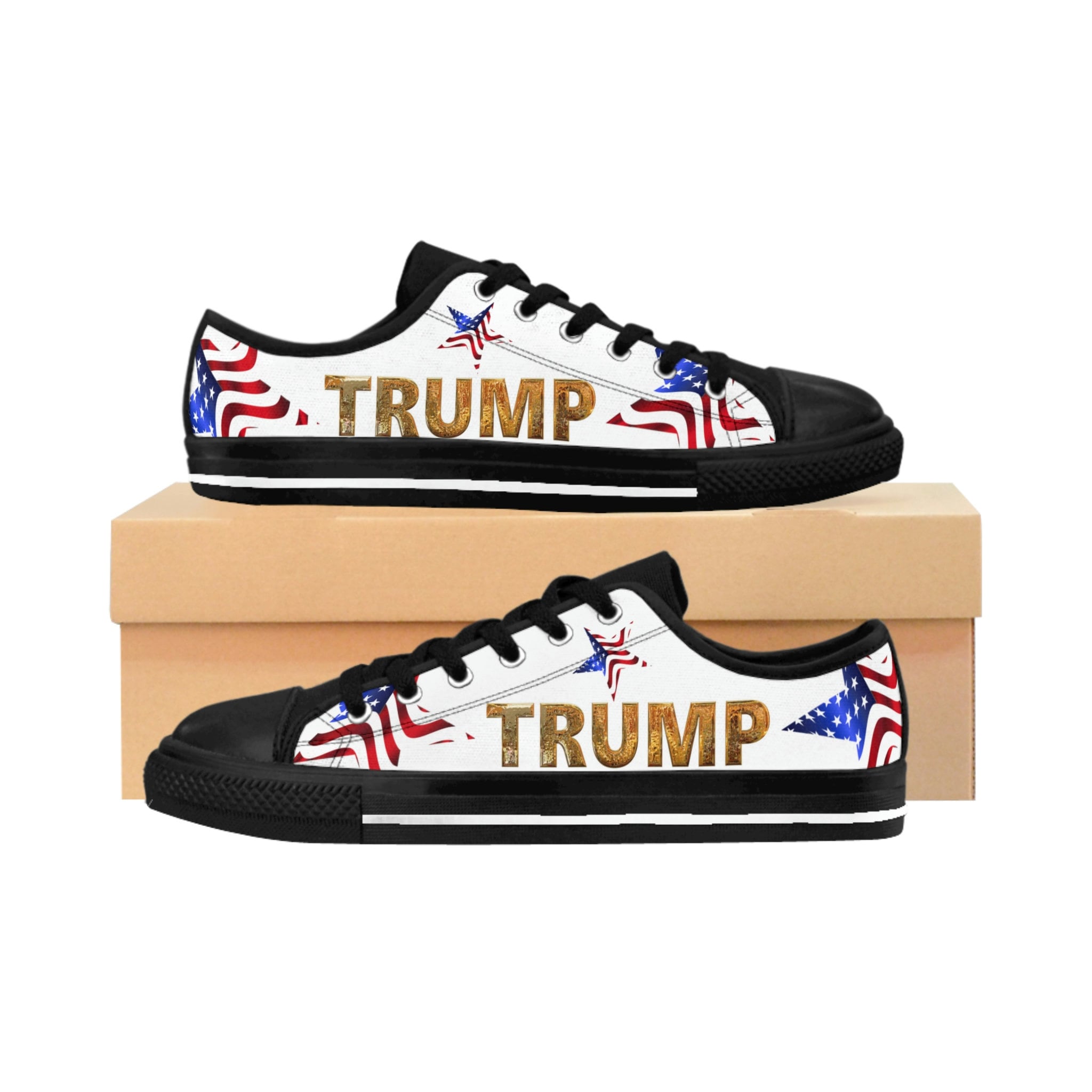 Vans Patriotic, Trump Stars and Stripes Athletic Shoes Red, White, Blue, Black. American Flag Patriotic Red White And Blue - Black Vans  main image 2
