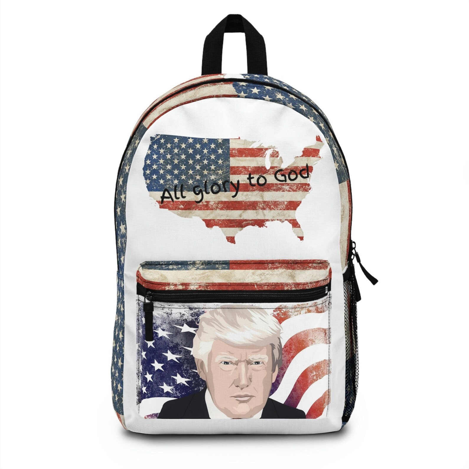 Trump Backpack USA Flag Backpack Patriotic God Backpack Christian Book Bag MAGA Computer Bag