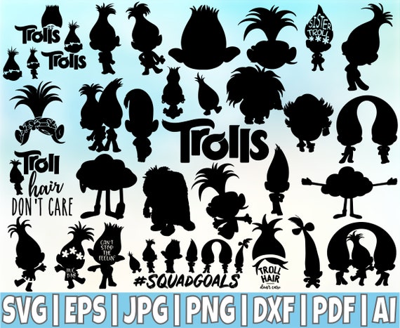 40 Trolls Silhouette Svg Trolls Svg Trolls Printable Poppy Svg Etsy