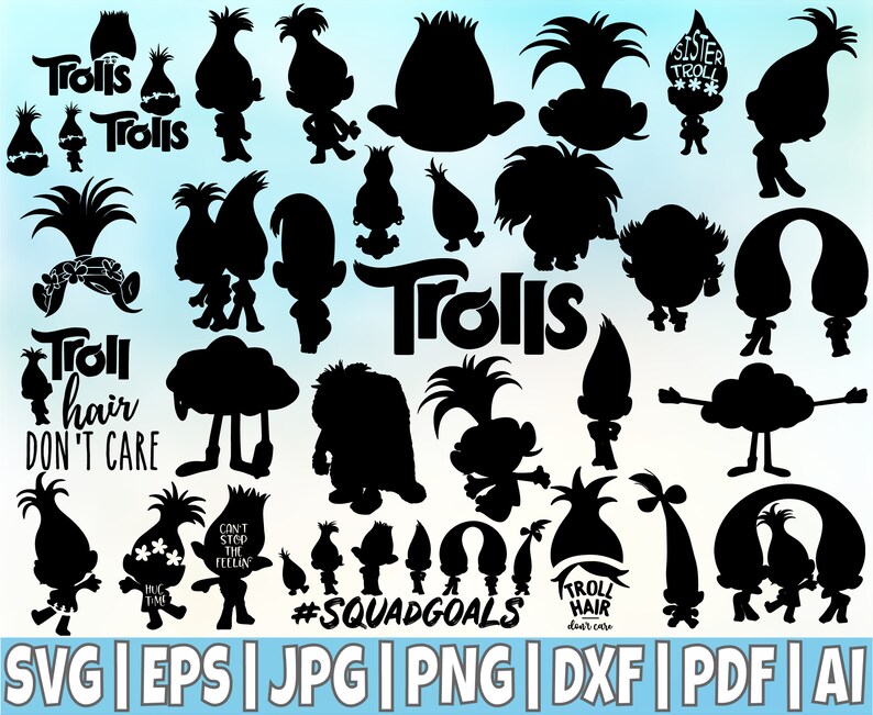 40 Trolls Silhouette Svg Trolls Svg Trolls Printable Poppy Svg Etsy