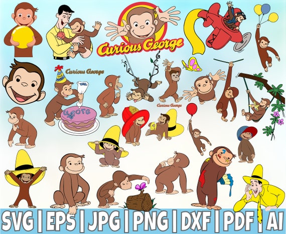 25 Curious George Svg Curious George Clipart Easy To Cut Etsy