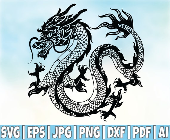 Chinese Dragon Silhouette Svg Dragon Svg Dragon Clipart Vector Etsy
