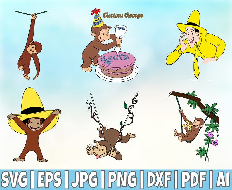 25 Curious George Svg Curious George Clipart Easy To Cut Etsy