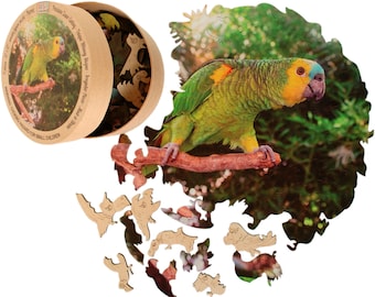 Ukranian seller - Wooden Jigsaw Puzzle - Parrot - 71 Pieces - Unique Jigsaw Puzzles for Adults