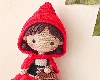 Crochet amigurumi doll pattern Crochet ENG pattern PDF Crochet red riding hood DOLL - mini crochet doll pattern tiny doll pattern