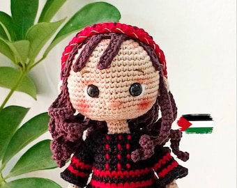Patroon gehaakte pop Palestijns meisje: amigurumi traditionele jurk (pdf)