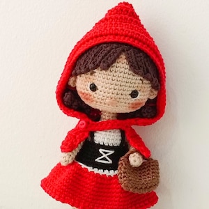 Patrón muñeca amigurumi crochet Patrón ENG crochet PDF MUÑECA caperucita roja de ganchillo patrón mini muñeca crochet patrón muñeca diminuta imagen 2