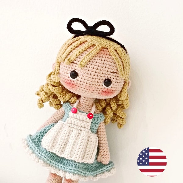 Crochet amigurumi doll pattern ENG Crochet pattern PDF Crochet Alice in wonderland pattern, Alice doll pattern.