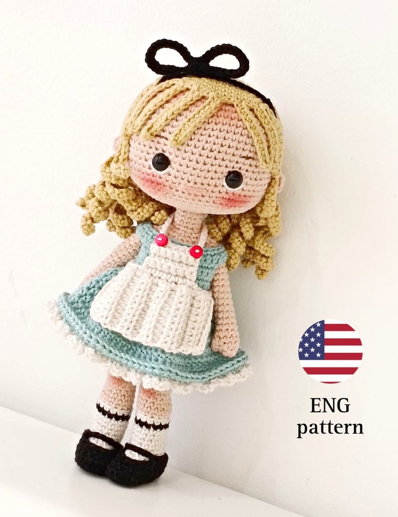 Crochet amigurumi doll pattern ENG Crochet pattern PDF Crochet Alice in wonderland pattern, Alice doll pattern. image 1