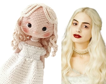 White queen pattern ENG pattern Crochet amigurumi doll pattern ENG Crochet pattern PDF Alice in wonderland