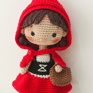 Patrón muñeca amigurumi crochet Patrón ENG crochet PDF MUÑECA caperucita roja de ganchillo patrón mini muñeca crochet patrón muñeca diminuta imagen 7