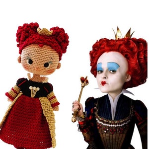 The red queen doll pattern Crochet amigurumi doll pattern ENG Crochet pattern PDF Crochet doll pattern doll pattern Alice in wonderland