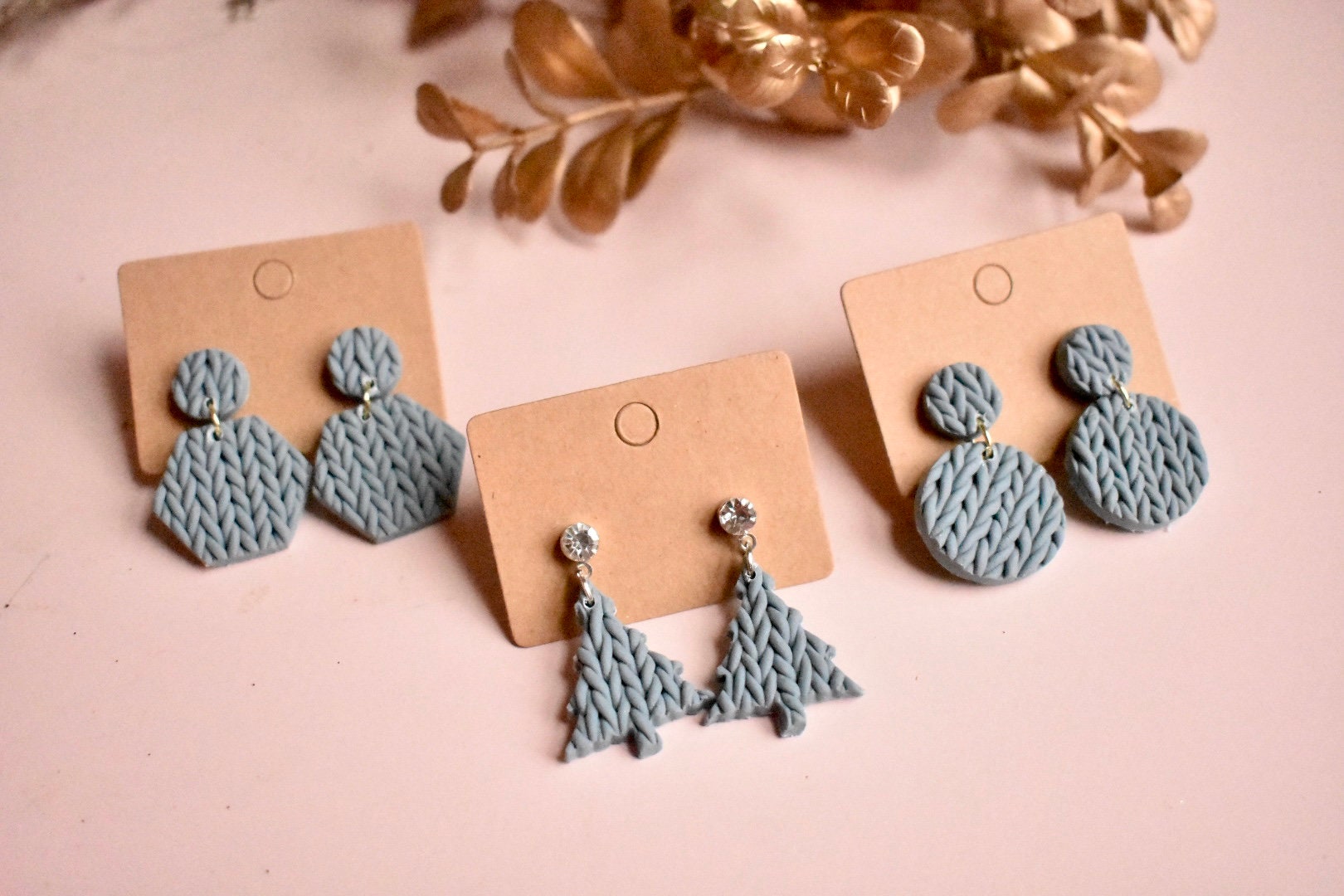Knit Pattern Polymer Clay Earrings Etsy Canada