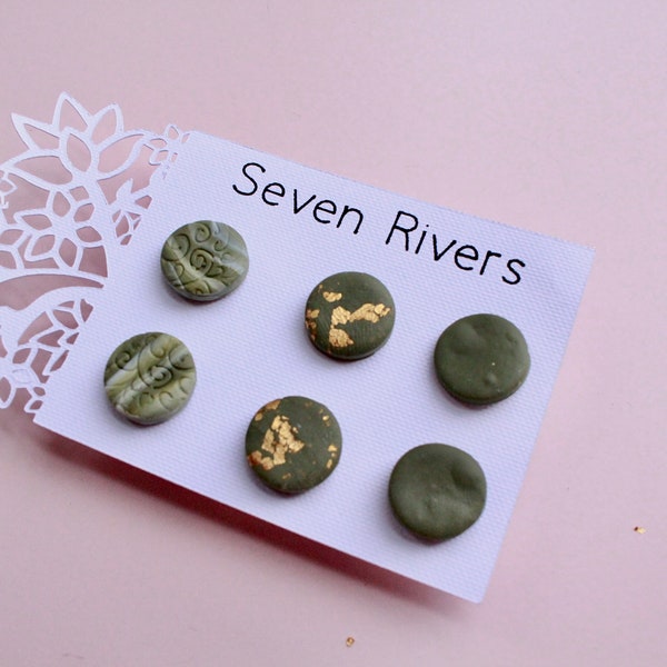 Green Stud Earrings - Handmade with Polymer Clay