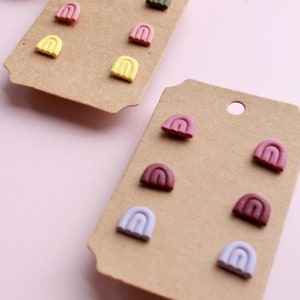 Mini Regenbogen Ohrstecker aus Fimo