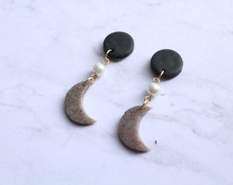 Cher Collection - Crescent moon - Polymer clay earrings