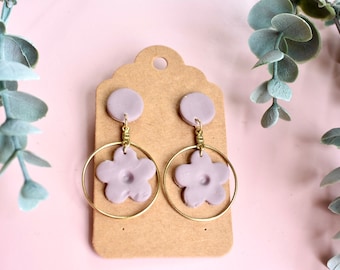 Pastel Purple Collection - Flower Drop Dangle Earrings