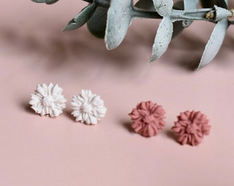 Flower Stud Earrings - Handmade With Polymer Clay