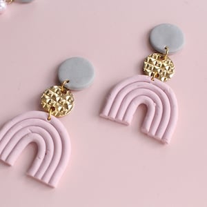 Pink Rainbow Polymer Clay Earrings image 1