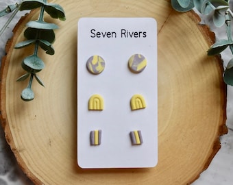 Purple & Yellow Collection - Handmade Polymer Clay Earrings